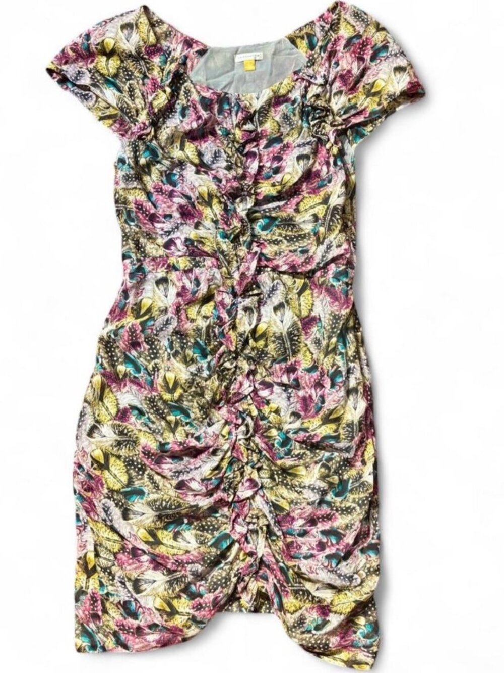 Leifsdottir Feather Fiesta Silk Dress 6 Grey